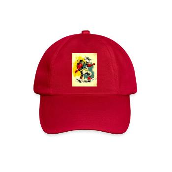 Coole Maus auf Skateboard - modern, stylisch - Baseballkappe - klassisch Rot - Vorne