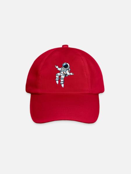 Schwebender Comic Astronaut mit Raketenantrieb - Baseballkappe - klassisch Rot