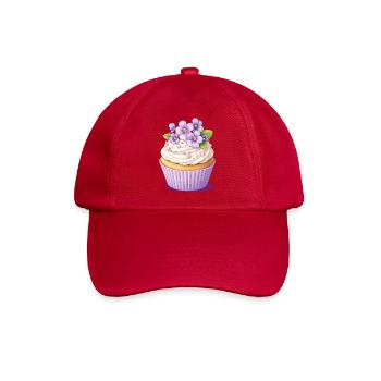 Veilchen Cupcake mit Blüten Dekor Illustration - Baseballkappe - klassisch Rot - Vorne