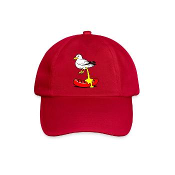 Bratwurst mit Senf, Vogel - Baseballkappe - klassisch Rot - Vorne