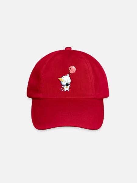 Katze mit Ballon - Baseballkappe - klassisch Rot