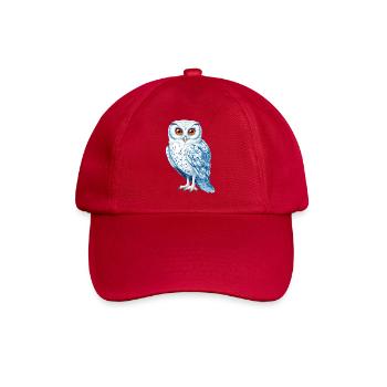 Schneeweiße Blaue Eulenzeichnung - Baseballkappe - klassisch Rot - Vorne