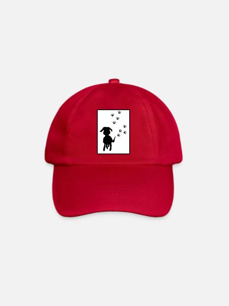 Pfotenspuren: Hundesilhouette - Baseballkappe - klassisch Rot