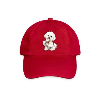 Bichon Frisé mit Latte Macchiato - Baseballkappe - klassisch Rot - Vorne