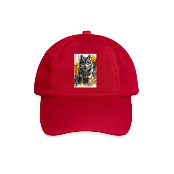 Illustration eines Wolfes - Baseballkappe - klassisch Rot - Vorne