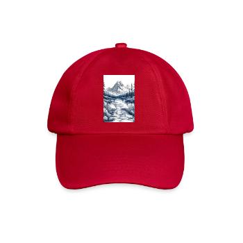 Illustration einer Gebirgslandschaft - Baseballkappe - klassisch Rot - Vorne