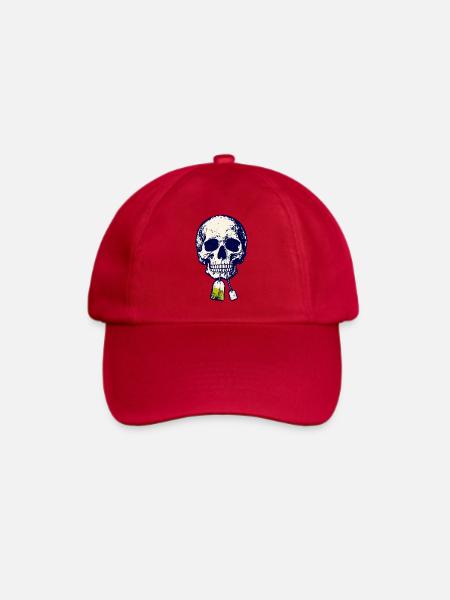 Schädel mit Teebeutel - Baseballkappe - klassisch Rot