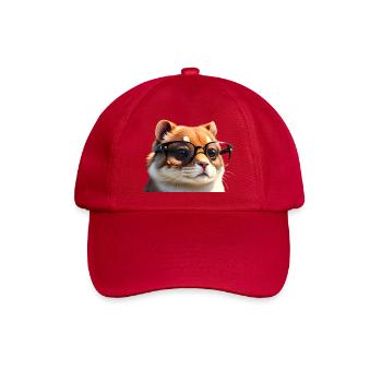 Brillentragende Katze - Baseballkappe - klassisch Rot - Vorne