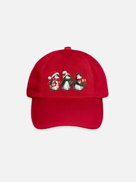 Süße Weihnachtspinguine mit Geschenken - Baseballkappe - klassisch Rot