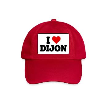 I Love Dijon J'aime Dijon – Souvenirgeschenk - Baseballkappe - klassisch Rot - Vorne