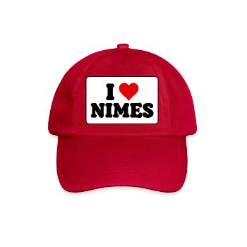 Ich liebe Nîmes, J'aime Nîmes - Amour ville - Baseballkappe - klassisch Rot - Vorne