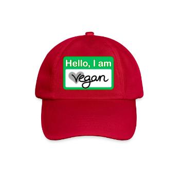 Hello, I am vegan Namensschild - Baseballkappe - klassisch Rot - Vorne