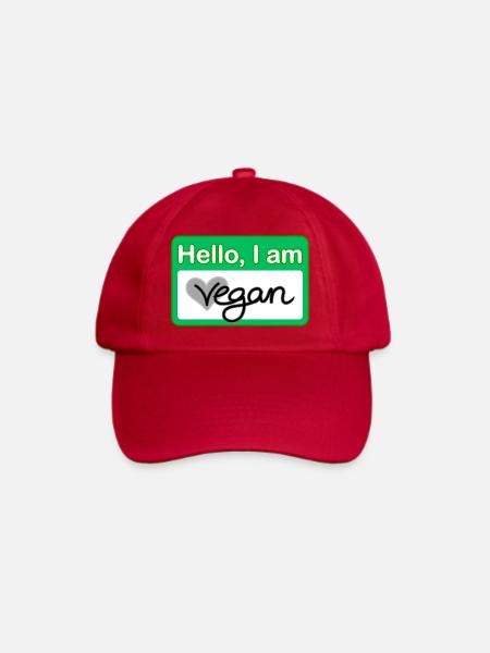 Hello, I am vegan Namensschild - Baseballkappe - klassisch Rot