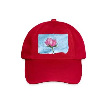 Aquarell Rose auf Himmelblau - Baseballkappe - klassisch Rot - Vorne