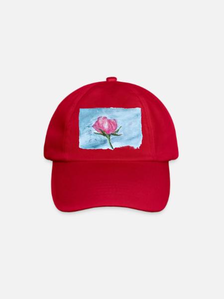 Aquarell Rose auf Himmelblau - Baseballkappe - klassisch Rot