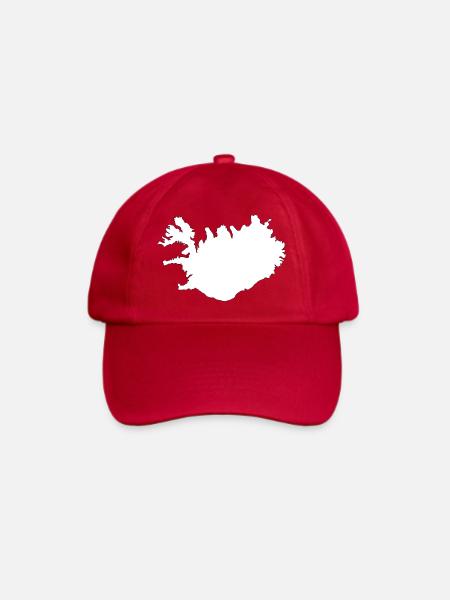 Island-Karten-Silhouetten-Illustration - Baseballkappe - klassisch Rot