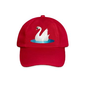 Schimmernder Schwan mit erhobenem Flügel - Baseballkappe - klassisch Rot - Vorne