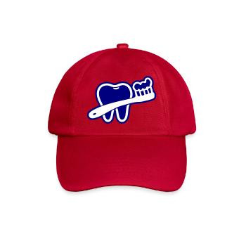 Zahn mit Zahnbürste Symbol Blau - Baseballkappe - klassisch Rot - Vorne