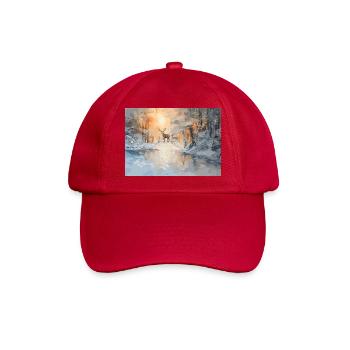 Majestätische Hirsche im Winterwald  - Baseballkappe - klassisch Rot - Vorne