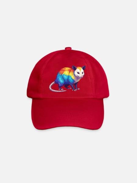 Buntes Opossum-Regenbogen-Pop-Art-Aquarell - Baseballkappe - klassisch Rot