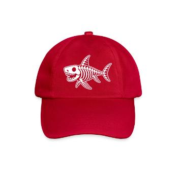 Süßes Skelett Hai Haifisch Cartoon Weiß Shirt - Baseballkappe - klassisch Rot - Vorne