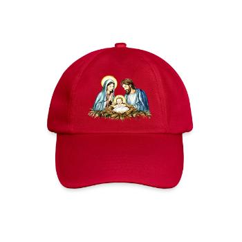Weihnachtspullover Weihnachten an der Krippe Jesus - Baseballkappe - klassisch Rot - Vorne