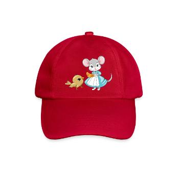 Little_mouse_is_sharing_a_croissant_with_a_bird - Baseballkappe - klassisch Rot - Vorne