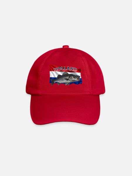 Wolfsbarsch Angeln Holland - Küstenangeln Design - Baseballkappe - klassisch Rot