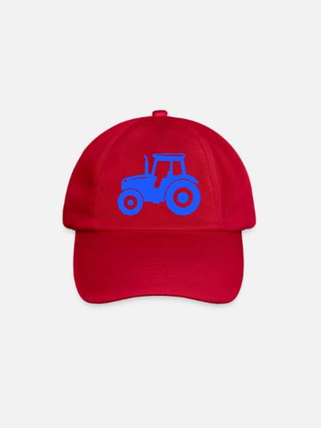 Blauer Traktor Silhouette - Baseballkappe - klassisch Rot