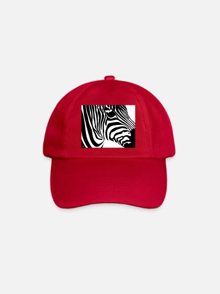 Zebraprint: Kontraststreifen - Baseballkappe - klassisch Rot