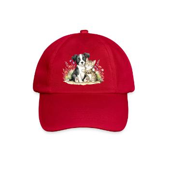 Hund und Katze Freundschaft - Baseballkappe - klassisch Rot - Vorne