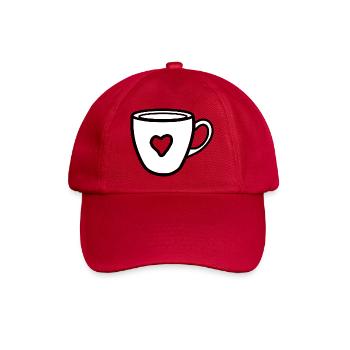 Kaffeebecher mit Herz - Baseballkappe - klassisch Rot - Vorne