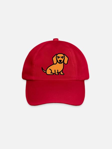 Dackel Hund Braun Comic - Baseballkappe - klassisch Rot