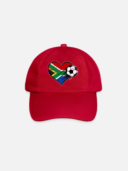 Südafrika Flagge Fußball mit Herz used - Baseballkappe - klassisch Rot