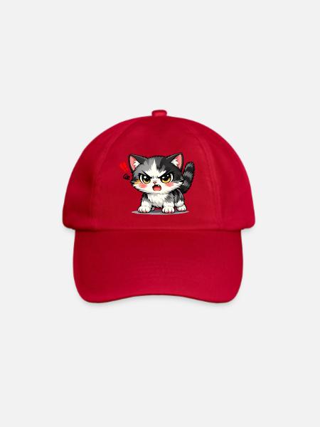 Wütendes Kawaii-Kätzchen - Baseballkappe - klassisch Rot