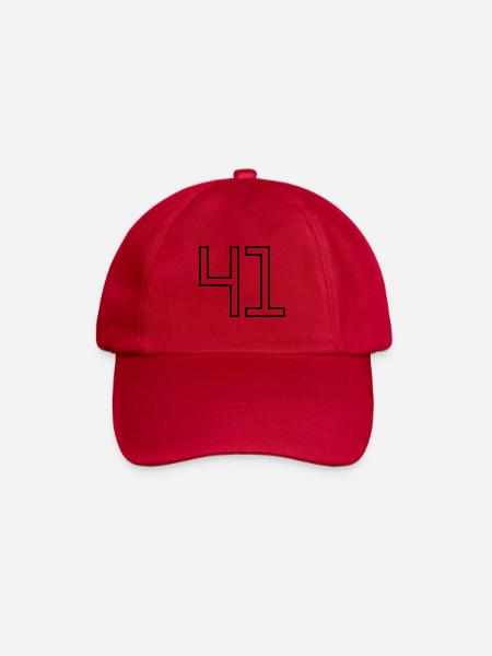 Nummer 41 (Universitätsstil) - Baseballkappe - klassisch Rot