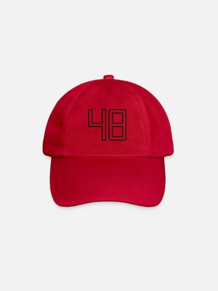 Number 48 (University Style) - Baseball Cap - classic red