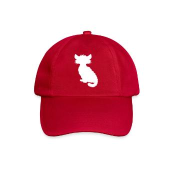 Seated Cat Silhouette Kitten Shadow Outline - Baseball Cap - classic red - Front