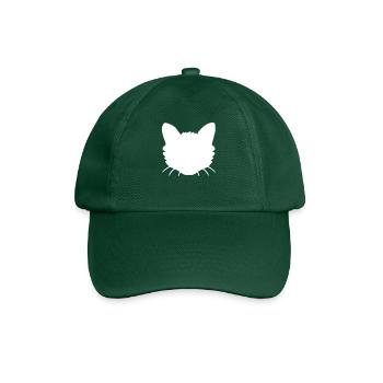 Katzen Gesicht Silhouette Kopf Umrandung Umriss - Baseballkappe - Flaschengrün - Vorne