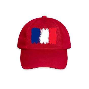 Bleu Blanc Rouge Brush Flag - Baseball Cap - classic red - Front