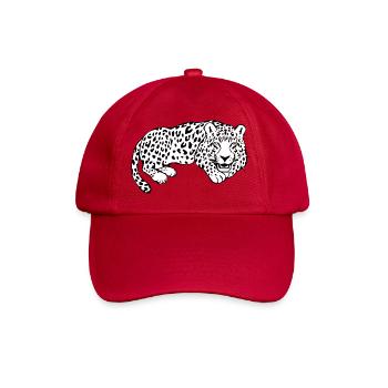 Leopard weiß Katzenshirt Leparden T-shirt Geschenk - Baseballkappe - klassisch Rot - Vorne