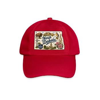 North Dakota Peace Garden State Vintage-Aufkleber - Baseballkappe - klassisch Rot - Vorne