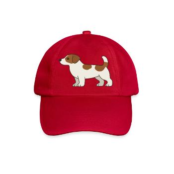 Beagle Cartoon Dog White Brown - Baseball Cap - classic red - Front