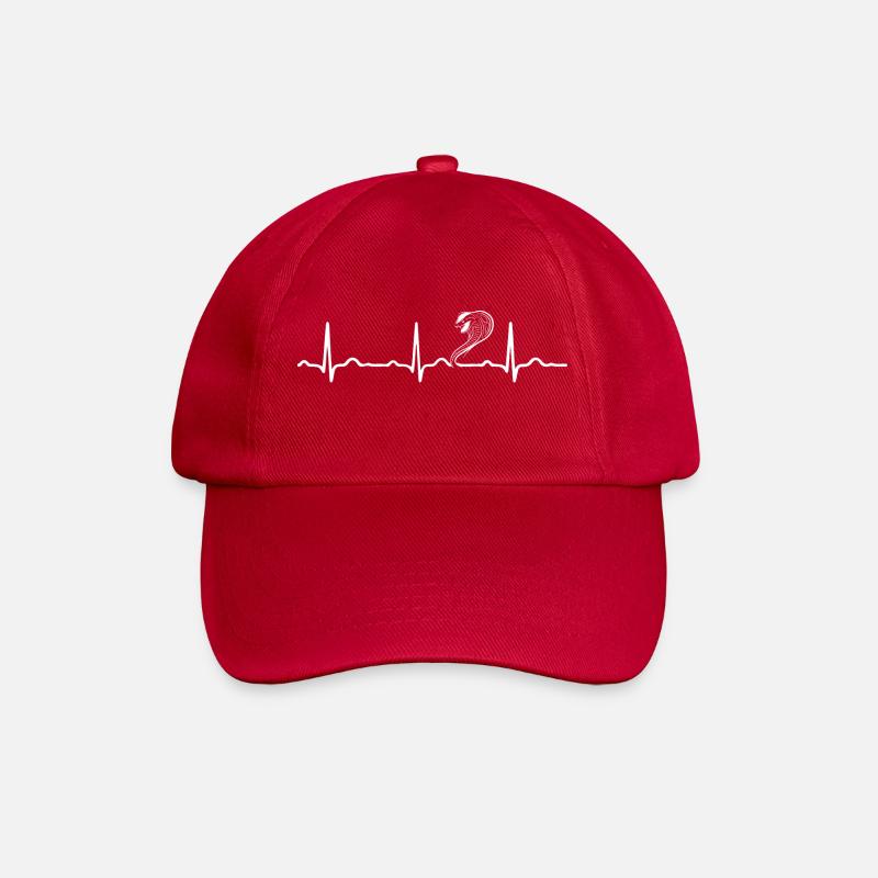 GESCHENK - EKG HERZLINIE COBRA SCHLANGE Whithe - Baseballkappe - klassisch Rot
