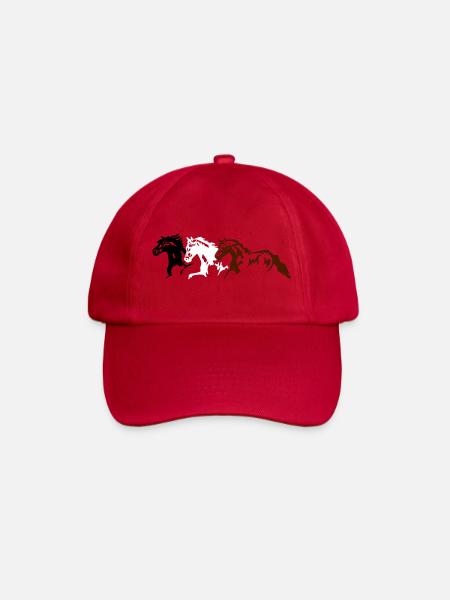 Horses, ponies, animals, stallion, - Baseball Cap - classic red