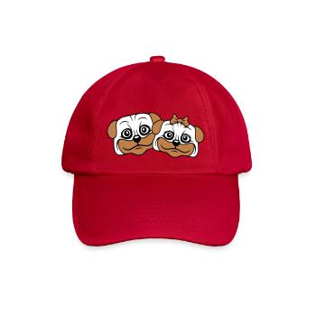 2 chiens Carlin Homme Femme Couple Deux Amoureux Amour - Casquette classique - rouge classique - Devant