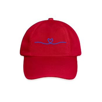Blue Heart Wave | Minimal Line Art - Baseball Cap - classic red - Front