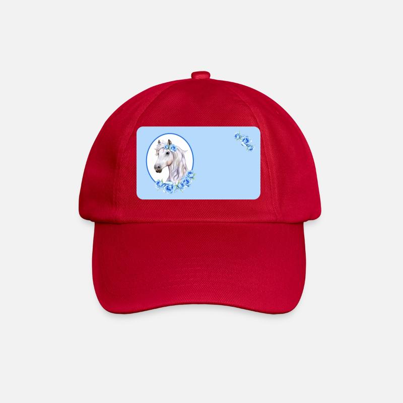 Cheval blanc - Roses bleu clair | Personnalisable - Casquette classique - rouge classique