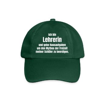Lehrerin gibt Hausaufgaben - Baseballkappe - Flaschengrün - Vorne