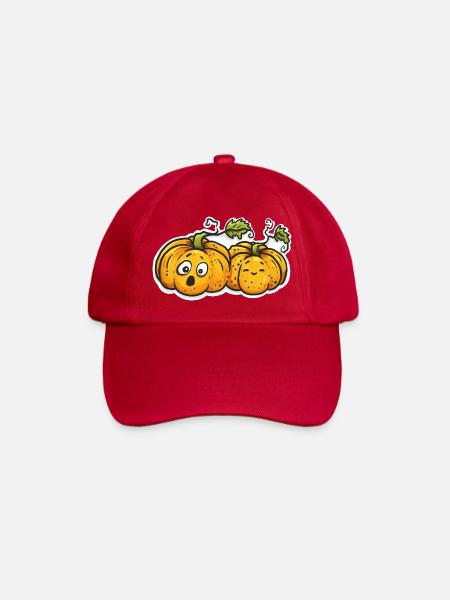 Cute Pumpkin Couple - Halloween Fall Comic - Baseball Cap - classic red